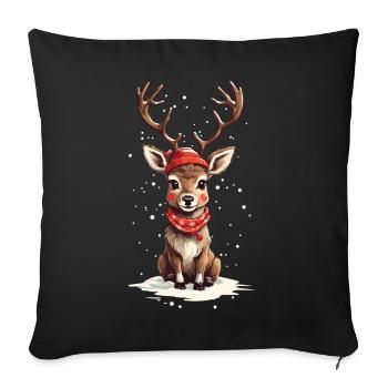 Noël magique des rennes du nord - Housse de coussin décorative 45 x 45 cm - noir - Devant