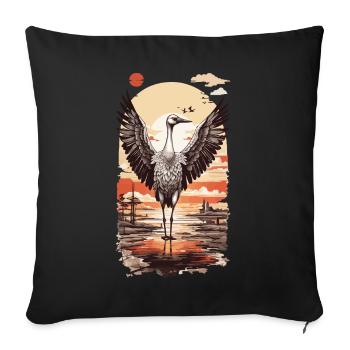 Grue Ukiyo-E Tradition Japon & Beauté - Housse de coussin décorative 45 x 45 cm - noir - Devant