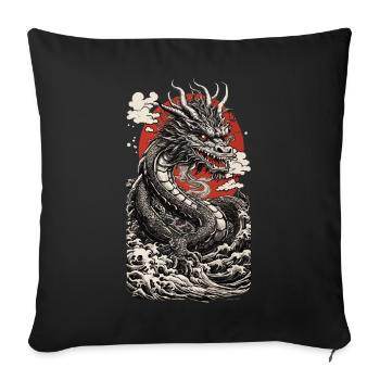 Ukiyo-E Dragon Retro Asian Japan Art Style - Sofa pillowcase 17,3'' x 17,3'' (45 x 45 cm) - black - Front
