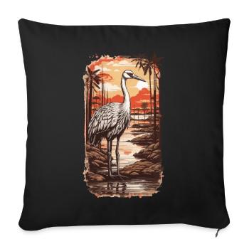 African Stork Aesthetic & Nature Bird Design - Sofa pillowcase 17,3'' x 17,3'' (45 x 45 cm) - black - Front