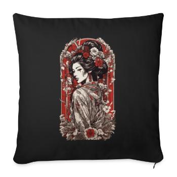 Modern Geisha Streetwear Retro Japan Art Style - Sofa pillowcase 17,3'' x 17,3'' (45 x 45 cm) - black - Front