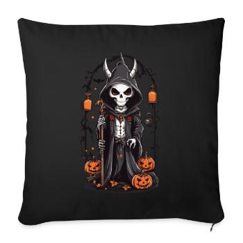 Halloween Squelette Druide Magie - Housse de coussin décorative 45 x 45 cm - noir - Devant