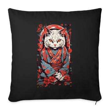 Ukiyo-e Katze Streetwear Retro Katzen Design - Sofakissenbezug 45 x 45 cm - Schwarz - Vorne