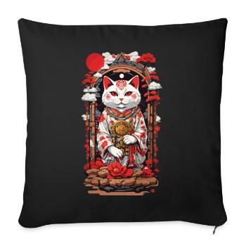 Cat Design Lucky Cat Ukiyo-E Japan Style - Sofa pillowcase 17,3'' x 17,3'' (45 x 45 cm) - black - Front