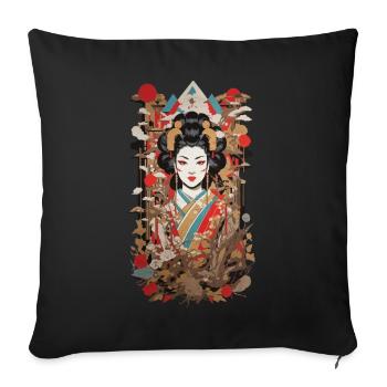 Retro Geisha Popart Japan Art Style - Sofa pillowcase 17,3'' x 17,3'' (45 x 45 cm) - black - Front