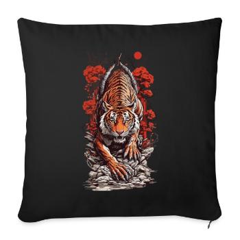 Asian Tiger Tattoo Japan Wildcat Art - Sofa pillowcase 17,3'' x 17,3'' (45 x 45 cm) - black - Front