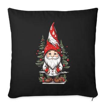 Gnome de Noël nordique Gnome d’hiver - Housse de coussin décorative 45 x 45 cm - noir - Devant
