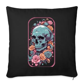 Ästhetisches Gothic Skull Rosen Okkult Design - Sofakissenbezug 45 x 45 cm - Schwarz - Vorne