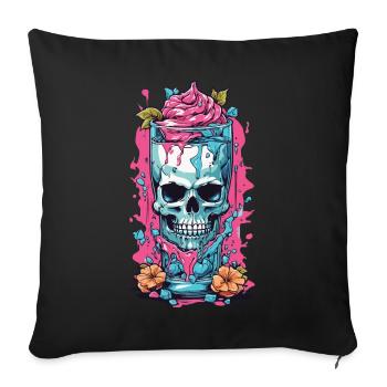 Goth Sundae Skull Weirdcore Pastel Gothic - Sofa pillowcase 17,3'' x 17,3'' (45 x 45 cm) - black - Front
