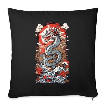 Asian Dragon Ukiyo-E Vintage Art - Sofa pillowcase 17,3'' x 17,3'' (45 x 45 cm) - black - Front