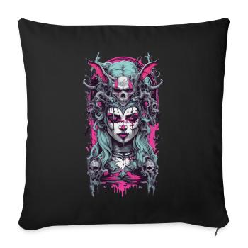 Gothique sorcière démon E-Girl occulte Magic Design - Housse de coussin décorative 45 x 45 cm - noir - Devant