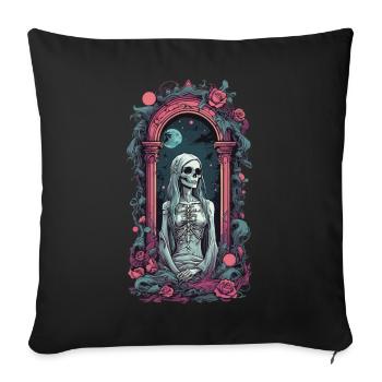Gothic Skull Girl Pastel Okkult Vintage Design - Sofakissenbezug 45 x 45 cm - Schwarz - Vorne