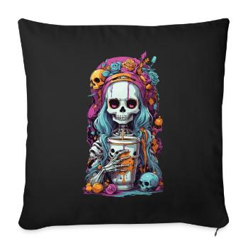 Goth Girl Skeleton Potion of Darkness - Sofa pillowcase 17,3'' x 17,3'' (45 x 45 cm) - black - Front