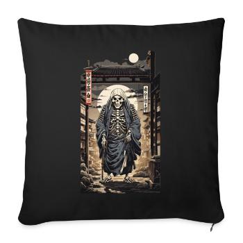 Japon Yokai squelette Edo Ukiyo-E Art - Housse de coussin décorative 45 x 45 cm - noir - Devant