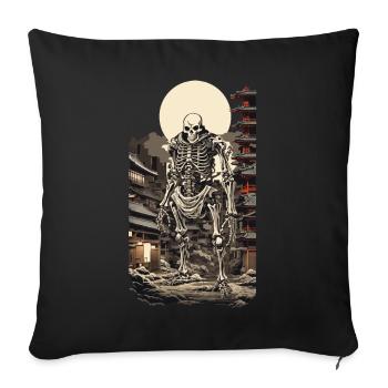 Squelette Yokai dystopique Style Ukiyo-E Manga - Housse de coussin décorative 45 x 45 cm - noir - Devant