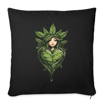 Coeur Pour Plantes Streetwear Chanvre Feuille Design - Housse de coussin décorative 45 x 45 cm - noir - Devant