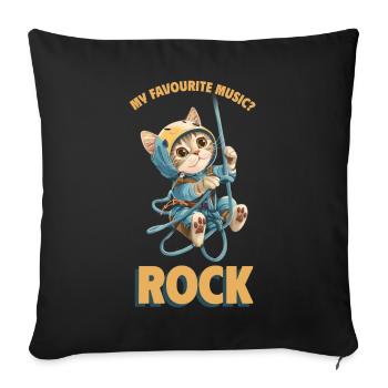 My favourite music? Rock Klettern Süße Katze - Sofakissenbezug 45 x 45 cm - Schwarz - Vorne