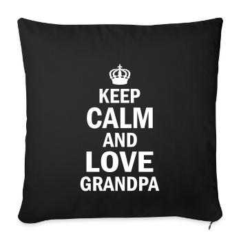 Gardez le calme et l'amour grand-père - Housse de coussin décorative 45 x 45 cm - noir - Devant