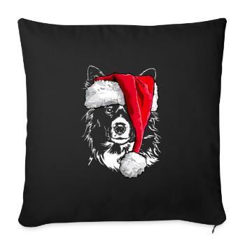 Santa BORDER COLLIE Weihnachten Hunde Wilsigns - Sofakissenbezug 45 x 45 cm - Schwarz - Vorne