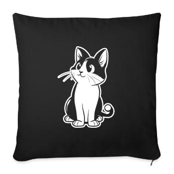 Dame aux chats, Amoureux des chats, Visage de chat - Housse de coussin décorative 45 x 45 cm - noir - Devant
