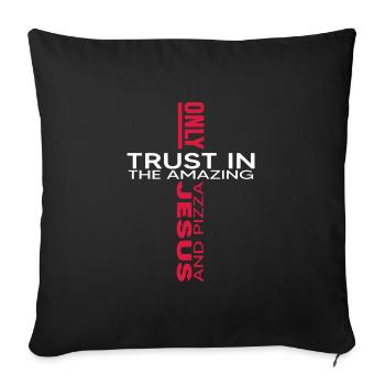 jesus and pizza faith church pray god believe - Sofa pillowcase 17,3'' x 17,3'' (45 x 45 cm) - black - Front