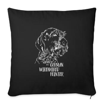 Loved by a German Wirehaired Pointer Hundespruch - Sofakissenbezug 45 x 45 cm - Schwarz - Vorne