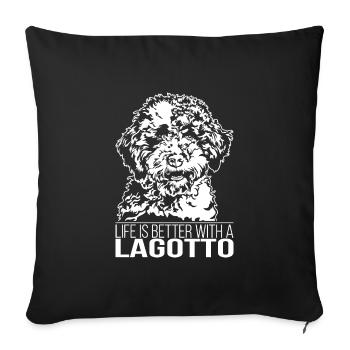 Lagotto life is better Lagotto Romagnolo Wilsigns - Sofa pillowcase 17,3'' x 17,3'' (45 x 45 cm) - black - Front