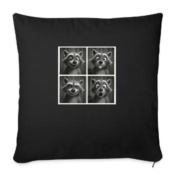 Photobooth Photo raton laveur Drôles de visages - Housse de coussin décorative 45 x 45 cm - noir - Devant