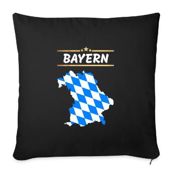 Bayern Flagge - Bundesland Umriss - Sofakissenbezug 45 x 45 cm - Schwarz - Vorne