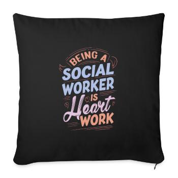 Être un travailleur social est un travail de cœur mignon social - Housse de coussin décorative 45 x 45 cm - noir - Devant