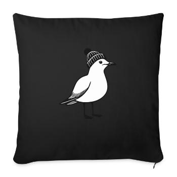 North Sea Harbor Moin Seagull Bonnet Bonnet Noir Blanc - Housse de coussin décorative 45 x 45 cm - noir - Devant