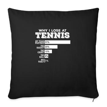 Tennis Double Pourquoi Je Perds Jeu De Mots Drôle Dire Tennis - Housse de coussin décorative 45 x 45 cm - noir - Devant