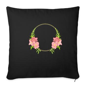 Circle of flowers - Sofa pillowcase 17,3'' x 17,3'' (45 x 45 cm) - black - Front