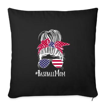Baseball Mom USA - Sofakissenbezug 45 x 45 cm - Schwarz - Vorne