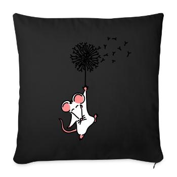 Pusteblumenmäuschen - Sofakissenbezug 45 x 45 cm - Schwarz - Vorne