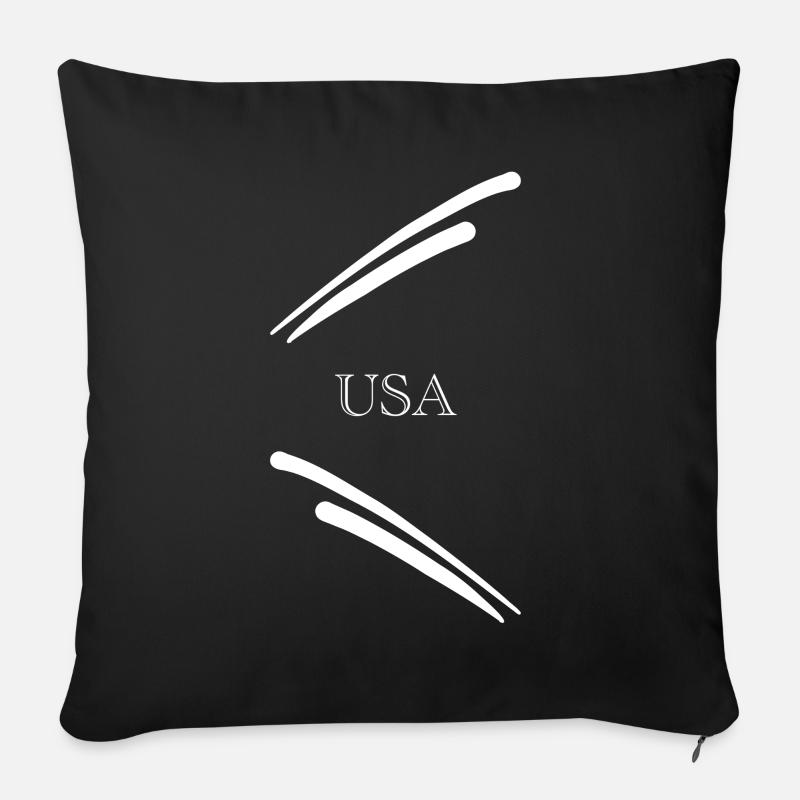 USA Design - Weiß - Sofakissenbezug 45 x 45 cm - Schwarz