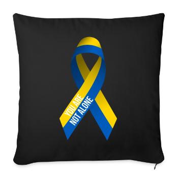 Support Ukraine Peace Design - Not Alone - Sofa pillowcase 17,3'' x 17,3'' (45 x 45 cm) - black - Front