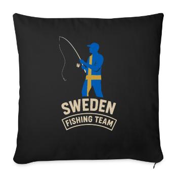 Équipe de pêche en Suède Conception d’aventure - Housse de coussin décorative 45 x 45 cm - noir - Devant