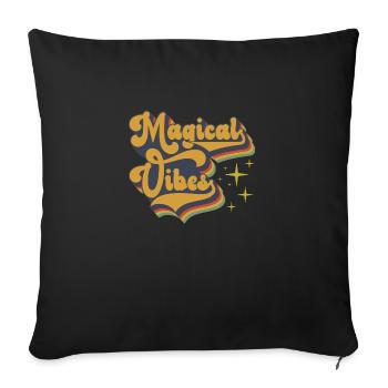 Magical Vibes 70s Hippie - Sofa pillowcase 17,3'' x 17,3'' (45 x 45 cm) - black - Front