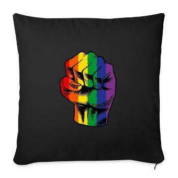 Rainbow Fist LGBTQ Power - Sofa pillowcase 17,3'' x 17,3'' (45 x 45 cm) - black - Front