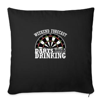 Darts drôle week-end à boire jouer Jeu de fléchettes - Housse de coussin décorative 45 x 45 cm - noir - Devant