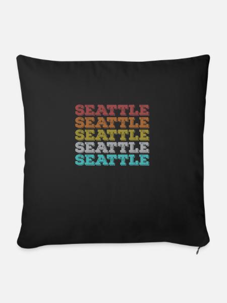 Seattle Retro - Sofakissenbezug 45 x 45 cm - Schwarz