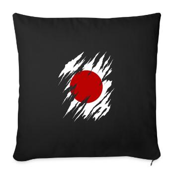 Drapeau du Japon utilisé Look Nihon drapeau japonais - Housse de coussin décorative 45 x 45 cm - noir - Devant