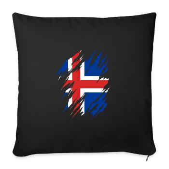 Island Flagge Vintage Isländische Flagge Reise - Sofakissenbezug 45 x 45 cm - Schwarz - Vorne