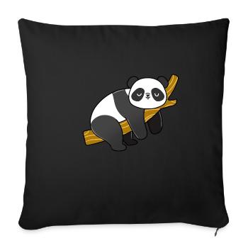 Panda endormi sur une branche - Housse de coussin décorative 45 x 45 cm - noir - Devant