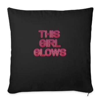 80's This Girl Glows Retro Neon Party - Housse de coussin décorative 45 x 45 cm - noir - Devant