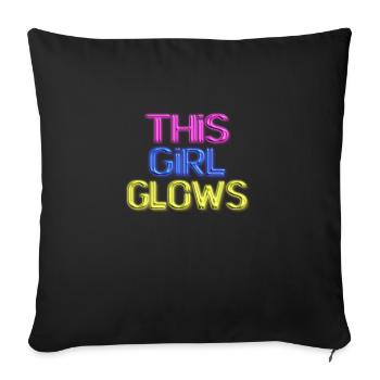 80's This Girl Glows Retro Neon Party - Sofa pillowcase 17,3'' x 17,3'' (45 x 45 cm) - black - Front