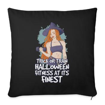 Trick Or Train Anti Halloween Fitness - Housse de coussin décorative 45 x 45 cm - noir - Devant