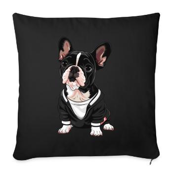 Niedliche Bulldogge Mops Hund - Sofakissenbezug 45 x 45 cm - Schwarz - Vorne
