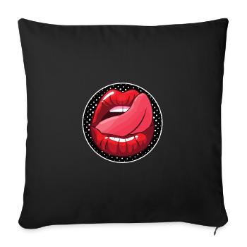 LANGUE SUR LES LÈVRES DANS LA BOUCHE SEXY humour - Housse de coussin décorative 45 x 45 cm - noir - Devant